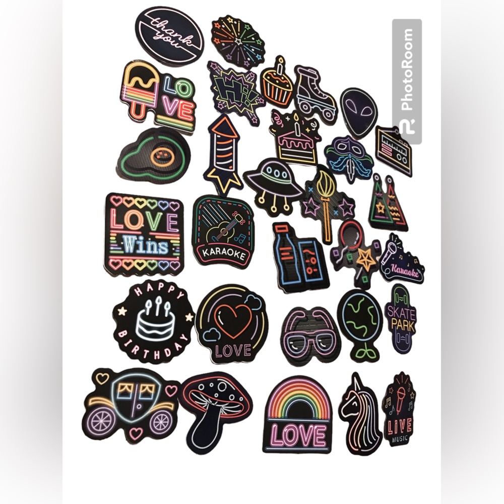 Neon stickers for water bottle and computer